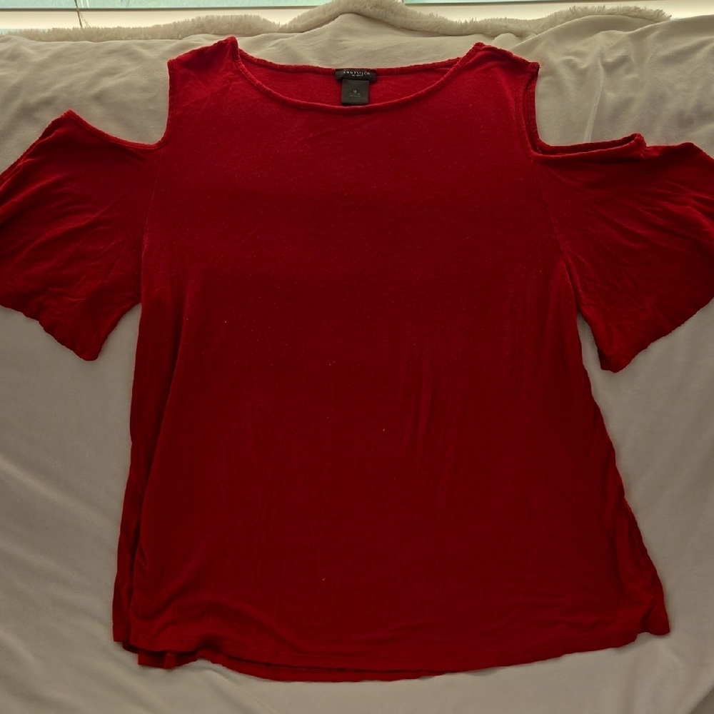 Women's Red Cold Shoulder Top
